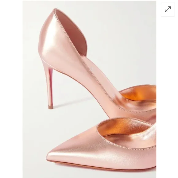 NWT$900 LOUBOUTIN Iriza 85 Leche Silk Satin metallic Leather Heel Pumps Sz 40.5 - Picture 3 of 15